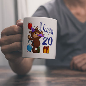 20. Geburtstag Kaffeebecher mit lustigem Spruch: Teddy