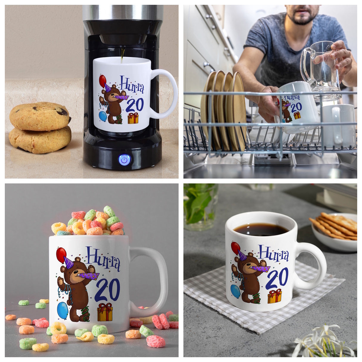20. Geburtstag Kaffeebecher mit lustigem Spruch: Teddy
