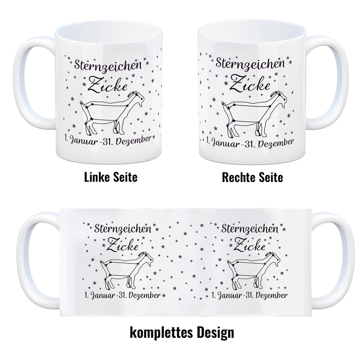 Sternzeichen Zicke Kaffeebecher mit Sternenhimmel