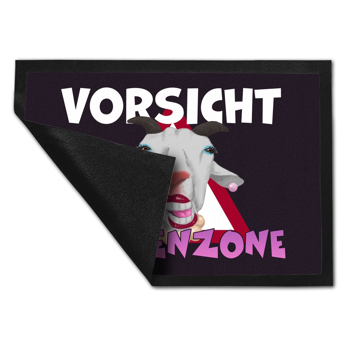 Vorsicht Zickenzone Fußmatte mit geschminkter Ziege