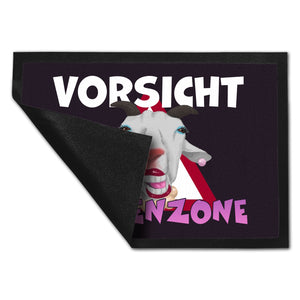 Vorsicht Zickenzone Fußmatte mit geschminkter Ziege