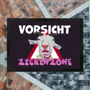 Vorsicht Zickenzone Fußmatte mit geschminkter Ziege