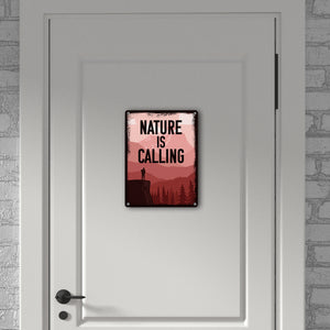 Nature is calling Metallschild für Naturfreunde mit Bergmotiv