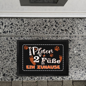 Vier Pfoten + Zwei Füße = Ein Zuhause Hunde Fußmatte
