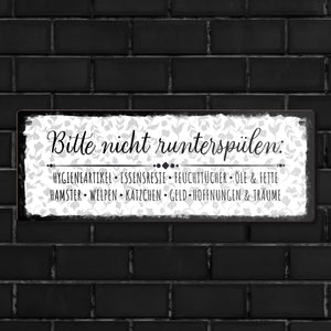 Bitte nicht runterspülen Toiletten Metallschild im Vintage-Look