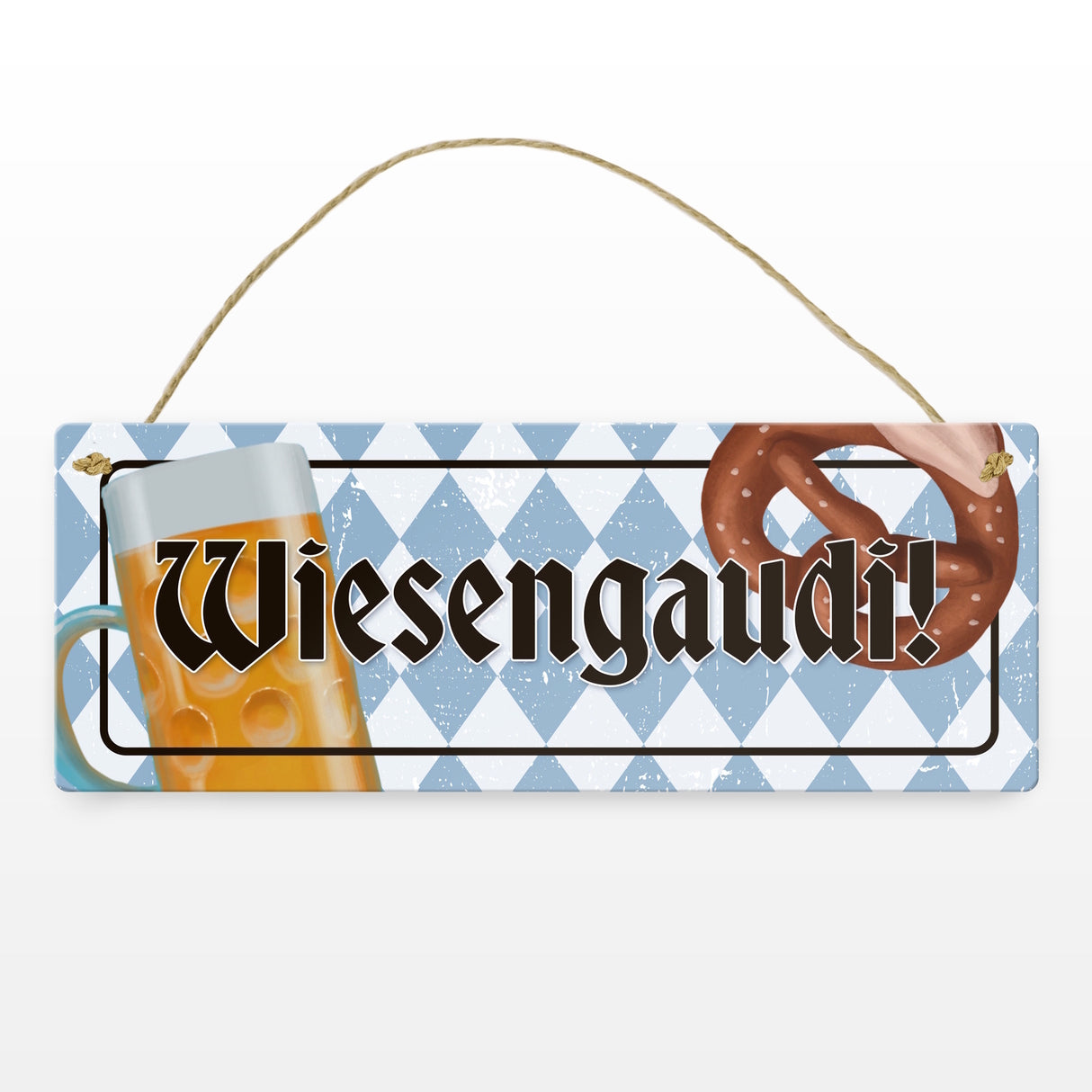 Wiesengaudi Metallschild mit bayrischem Motiv