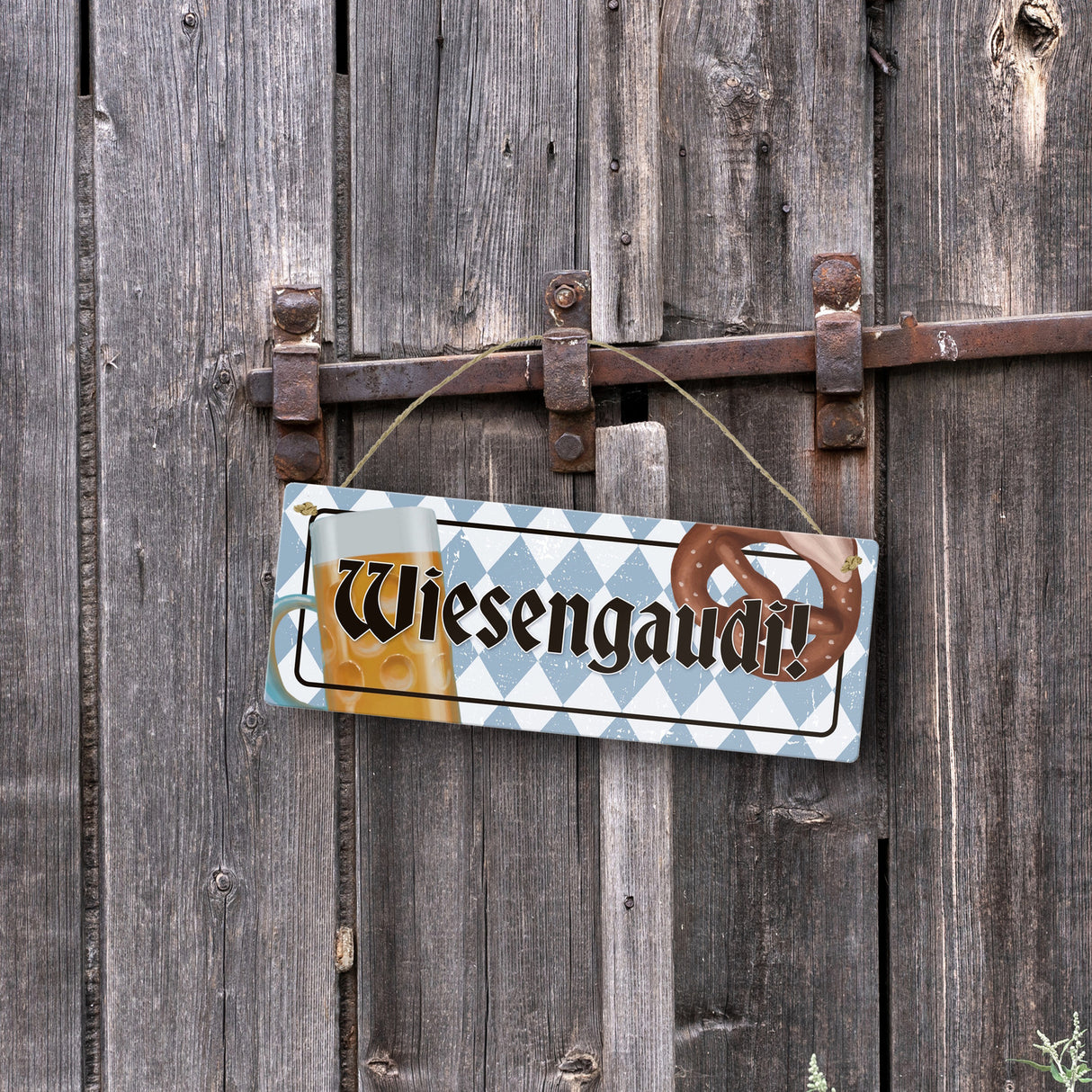Wiesengaudi Metallschild mit bayrischem Motiv