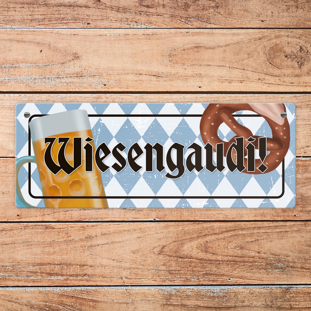 Wiesengaudi Metallschild mit bayrischem Motiv