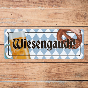 Wiesengaudi Metallschild mit bayrischem Motiv