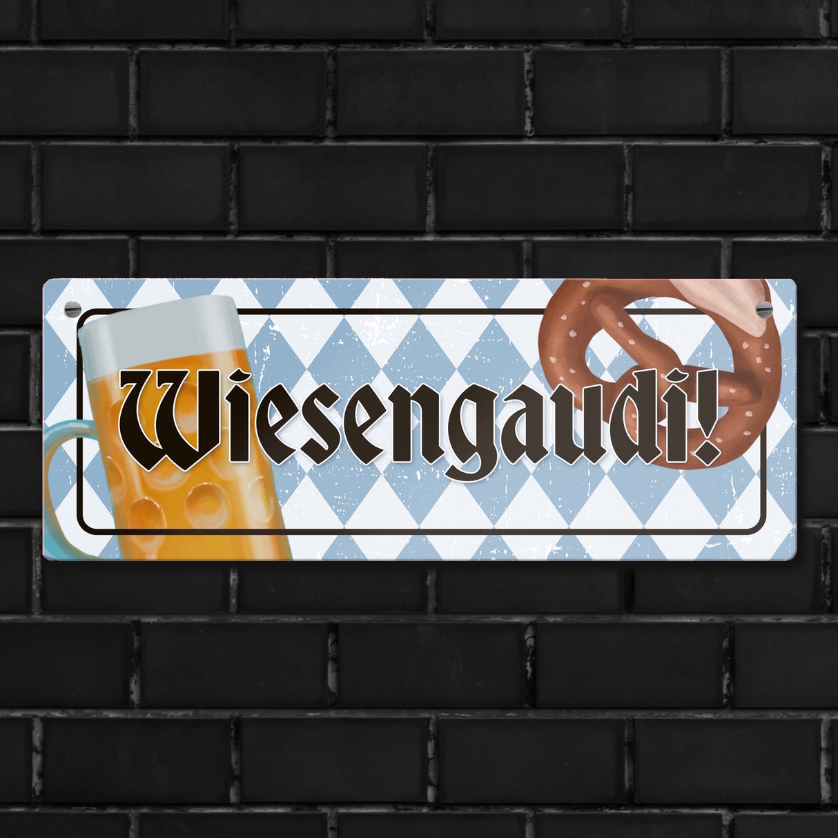 Wiesengaudi Metallschild mit bayrischem Motiv