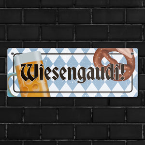 Wiesengaudi Metallschild mit bayrischem Motiv