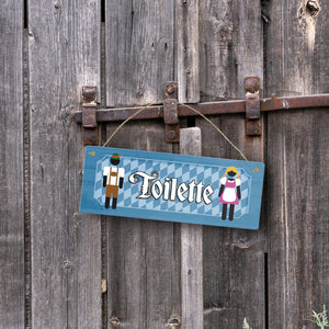 Toilette Metallschild auf bayrische Art