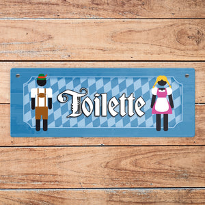 Toilette Metallschild auf bayrische Art