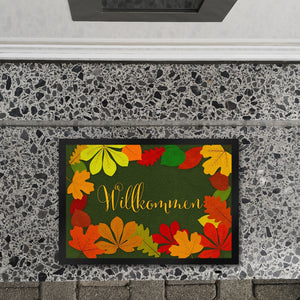 Willkommen Herbst Fußmatte mit Laubkranz