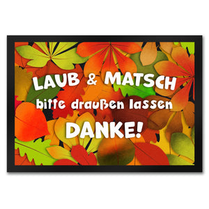 Laub & Matsch bitte draußen lassen Fußmatte mit Laubmotiv