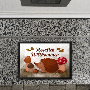 Herzlich Willkommen Fußmatte mit niedlichem Igel