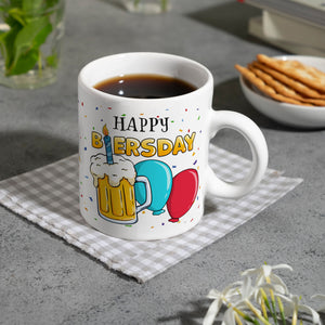 Happy Biersday Kaffeebecher mit Bier und Ballons