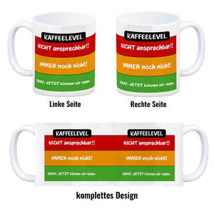 Kaffeelevel nicht ansprechbar Kaffeebecher mit verschiedenen Gemütslagen