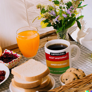 Kaffeelevel nicht ansprechbar Kaffeebecher mit verschiedenen Gemütslagen