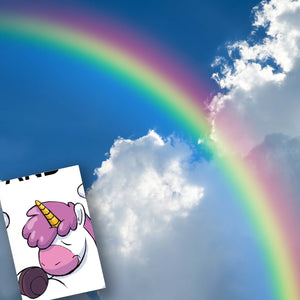 Keep calm and relax Souvenir Magnet mit Einhorn-Motiv und Regenbogen