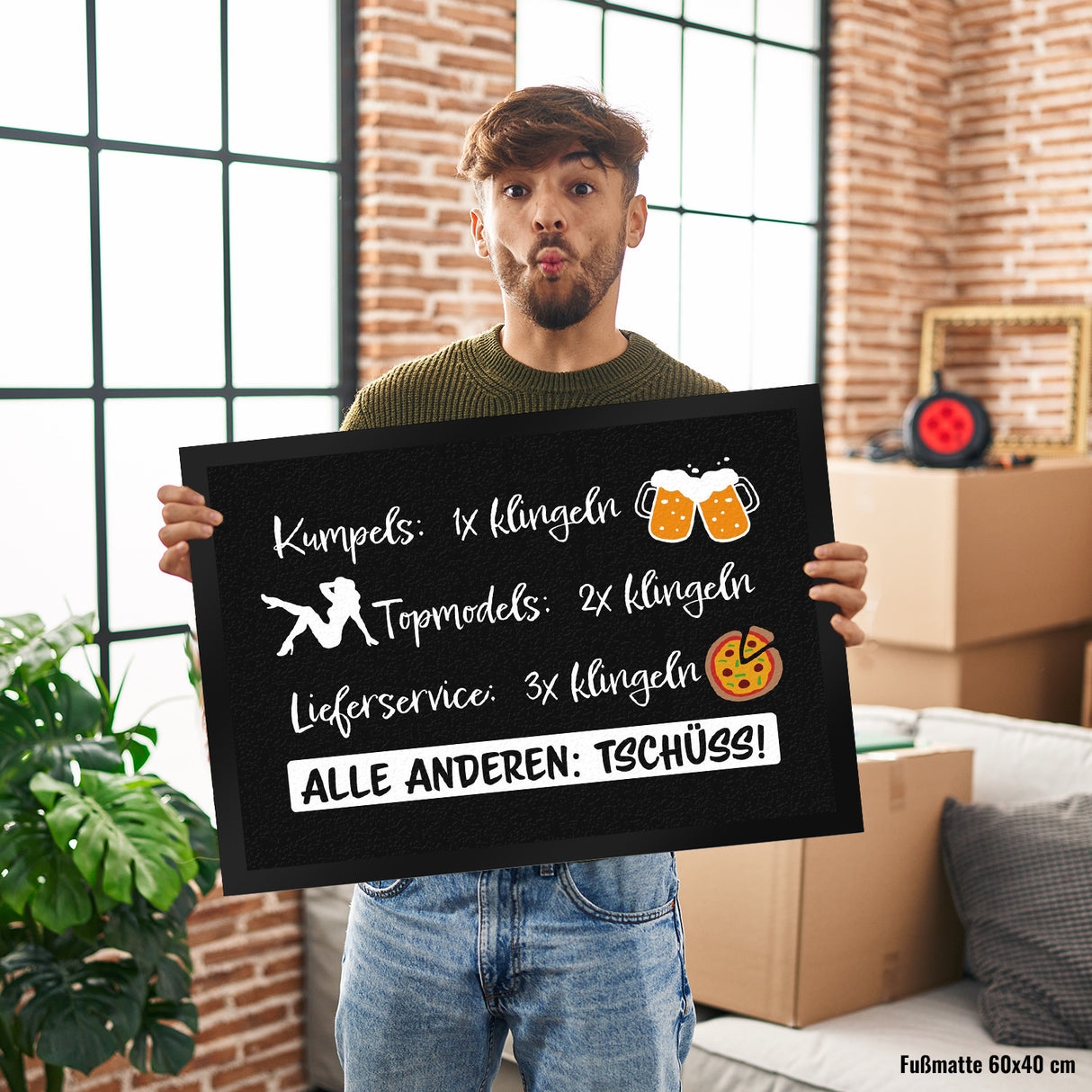 Kumpels, Topmodels, Lieferservice Klingel Fußmatte für die Männerhöhle