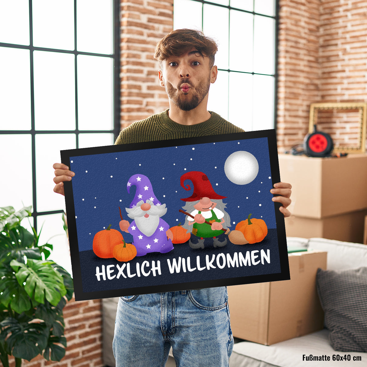 Hexlich Willkommen Fußmatte mit magischen Gnomen