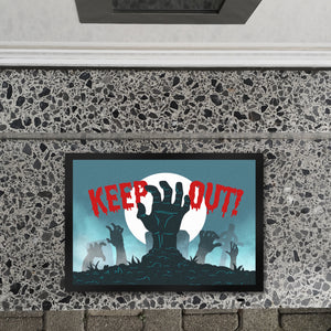 Keep out Halloween Fußmatte mit gruseligem Friedhof und Zombiehänden