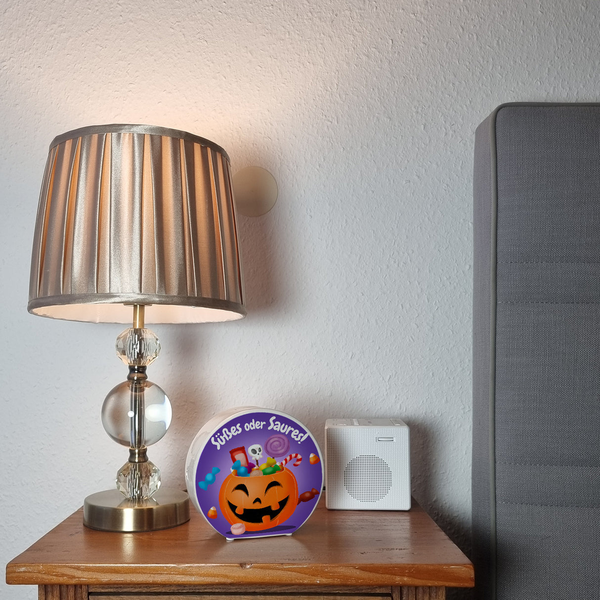 Süßes oder Saures Halloween Spardose mit lustigem Kürbis