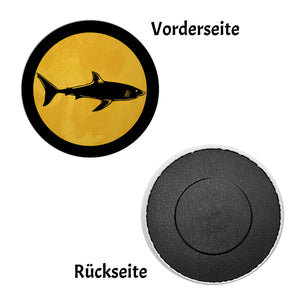 Hai Kühlschrankmagnet in Warnschild-Optik