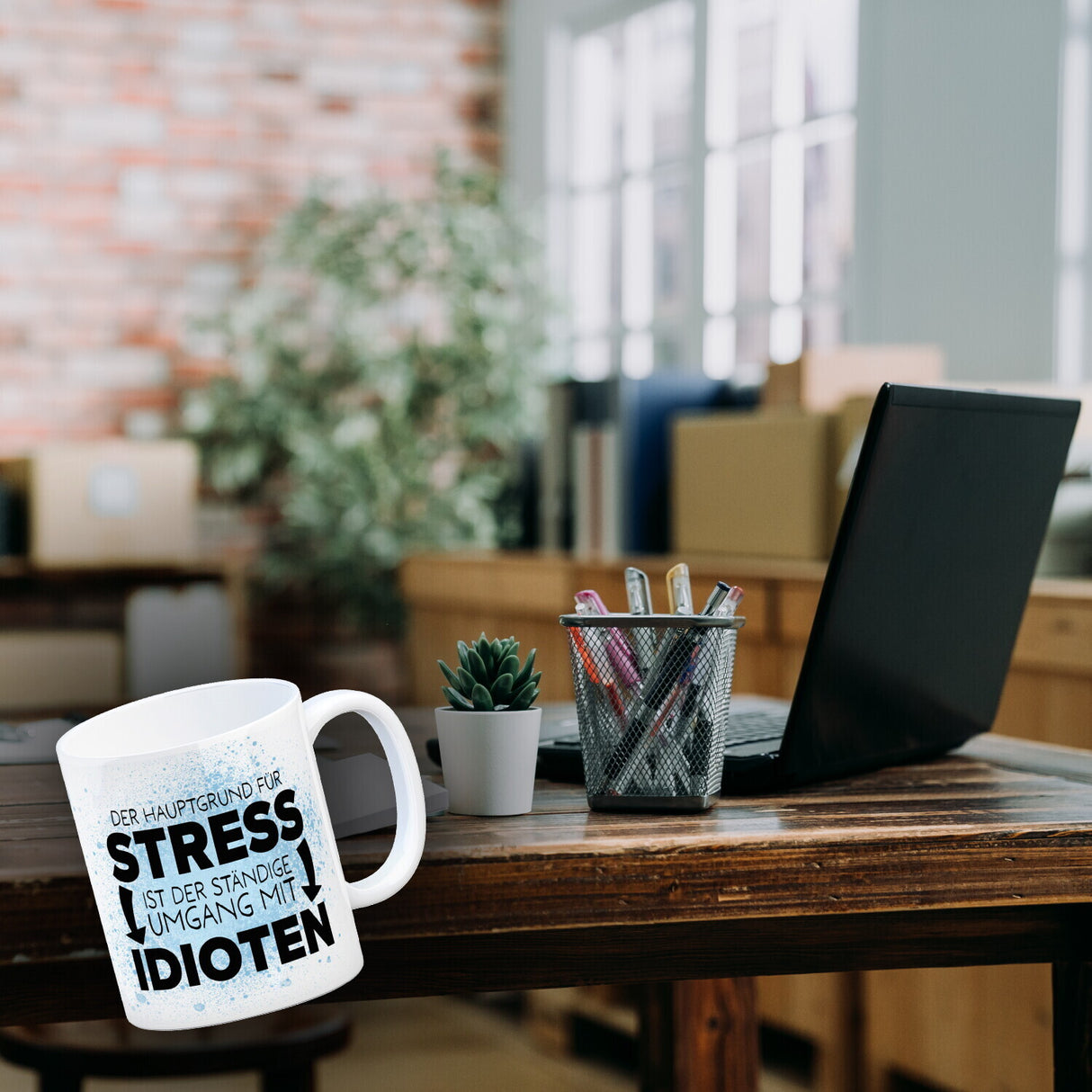 Der Hauptgrund für Stress sind Idioten Kaffeebecher für den Arbeitsplatz
