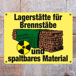 Lagerstätte für Brennstäbe - Brennholzlager Metallschild