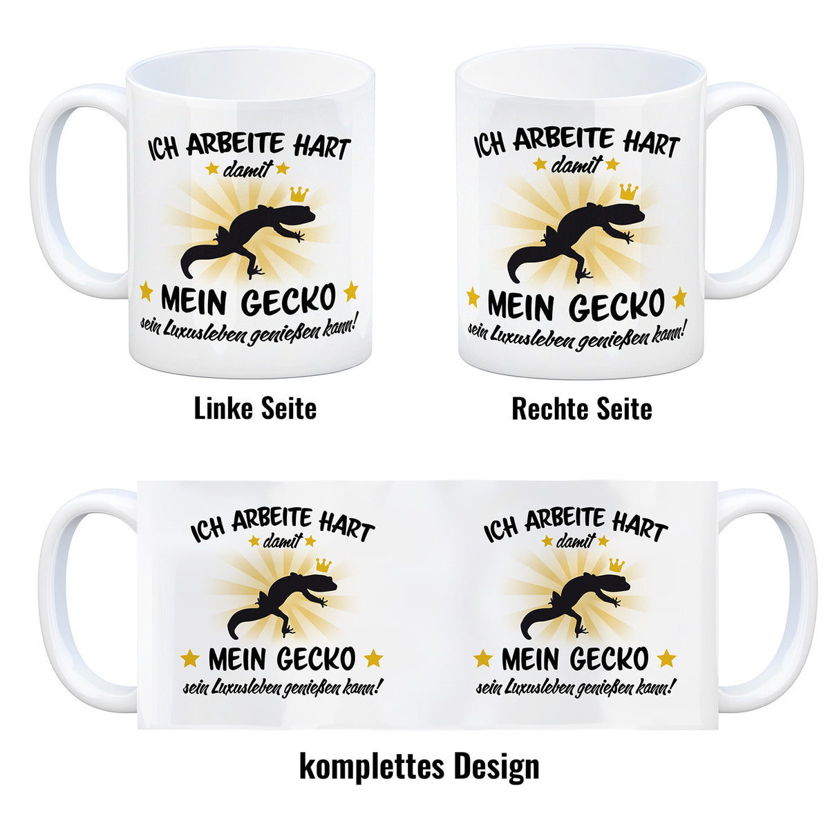 Ich arbeite hart für das Luxusleben meines Geckos Haustier Kaffeebecher