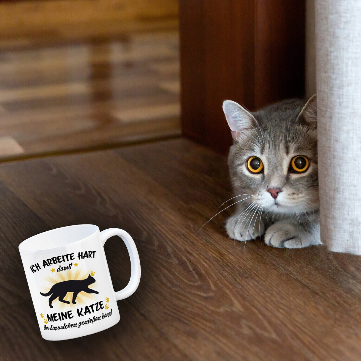 Ich arbeite hart für das Luxusleben meiner Katze Haustier Kaffeebecher