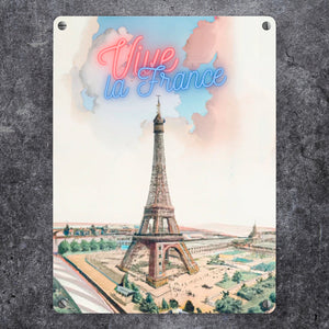 Vive la France Eiffelturm Metallschild in 15x20 cm im retro Look zum Thema Paris