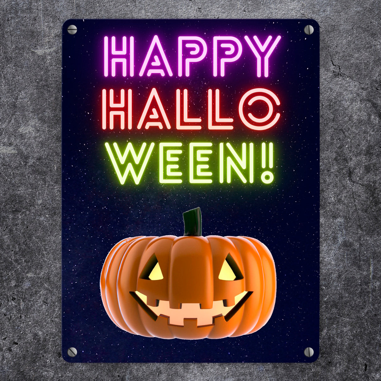 Happy Halloween Kürbis Metallschild in 15x20 cm