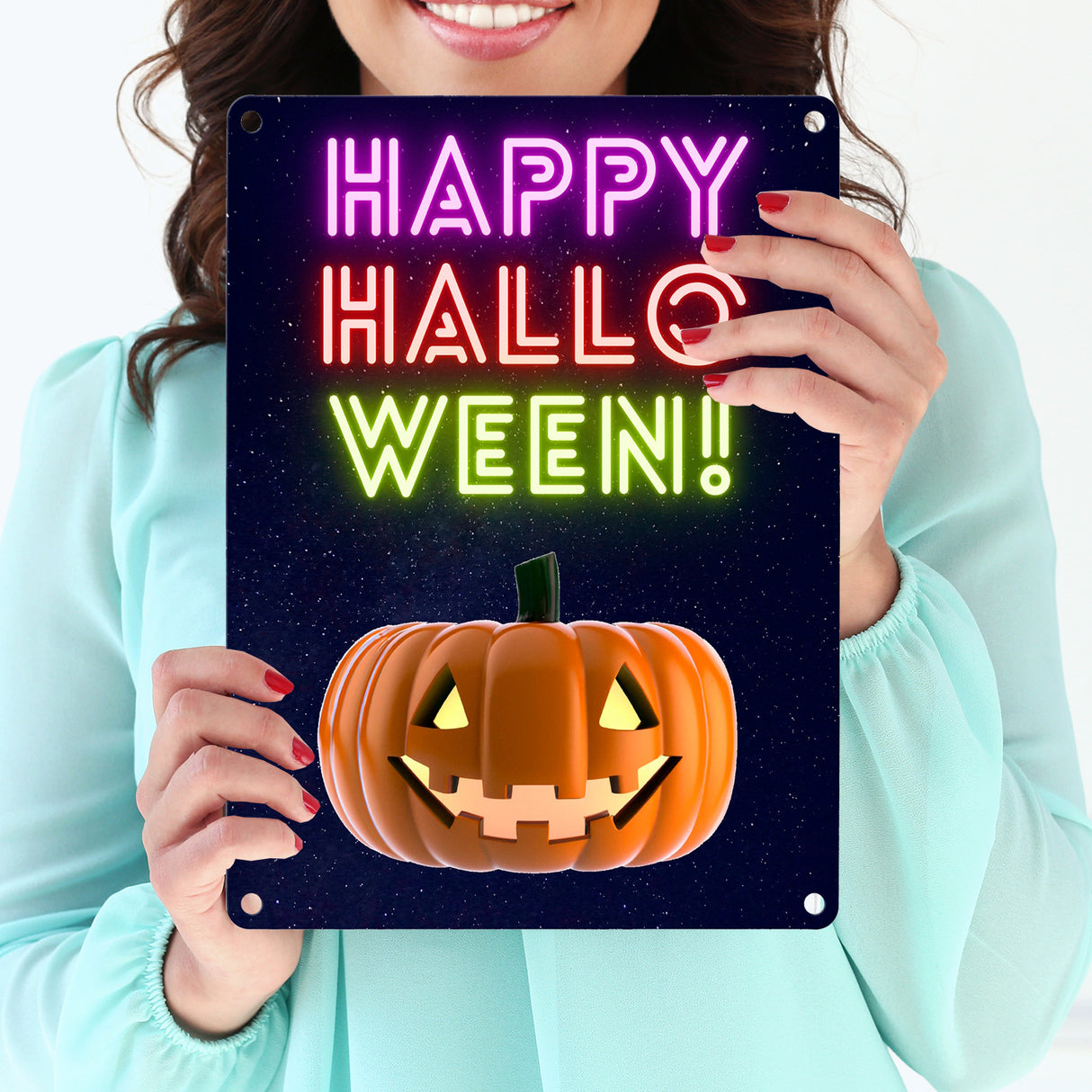 Happy Halloween Kürbis Metallschild in 15x20 cm