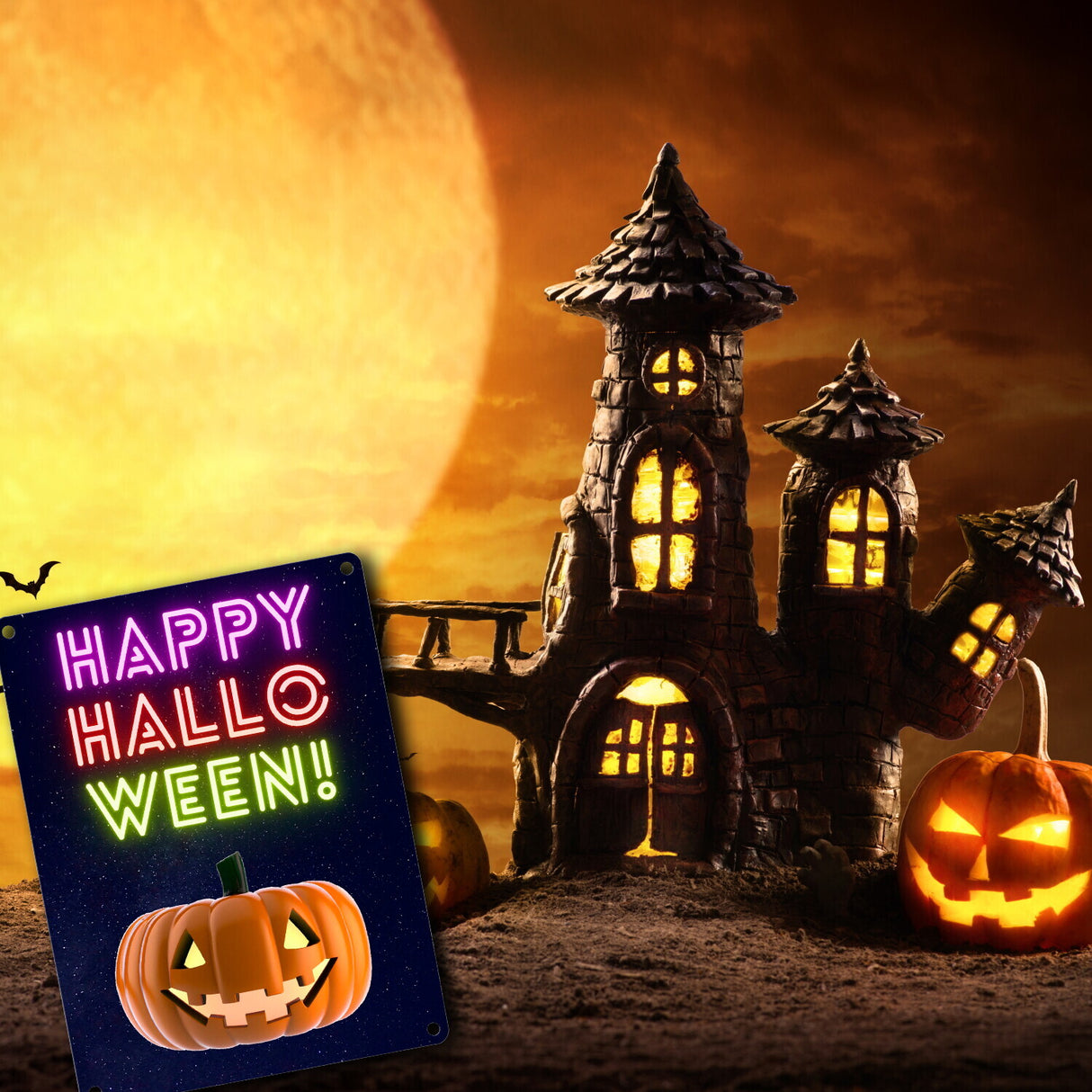 Happy Halloween Kürbis Metallschild in 15x20 cm