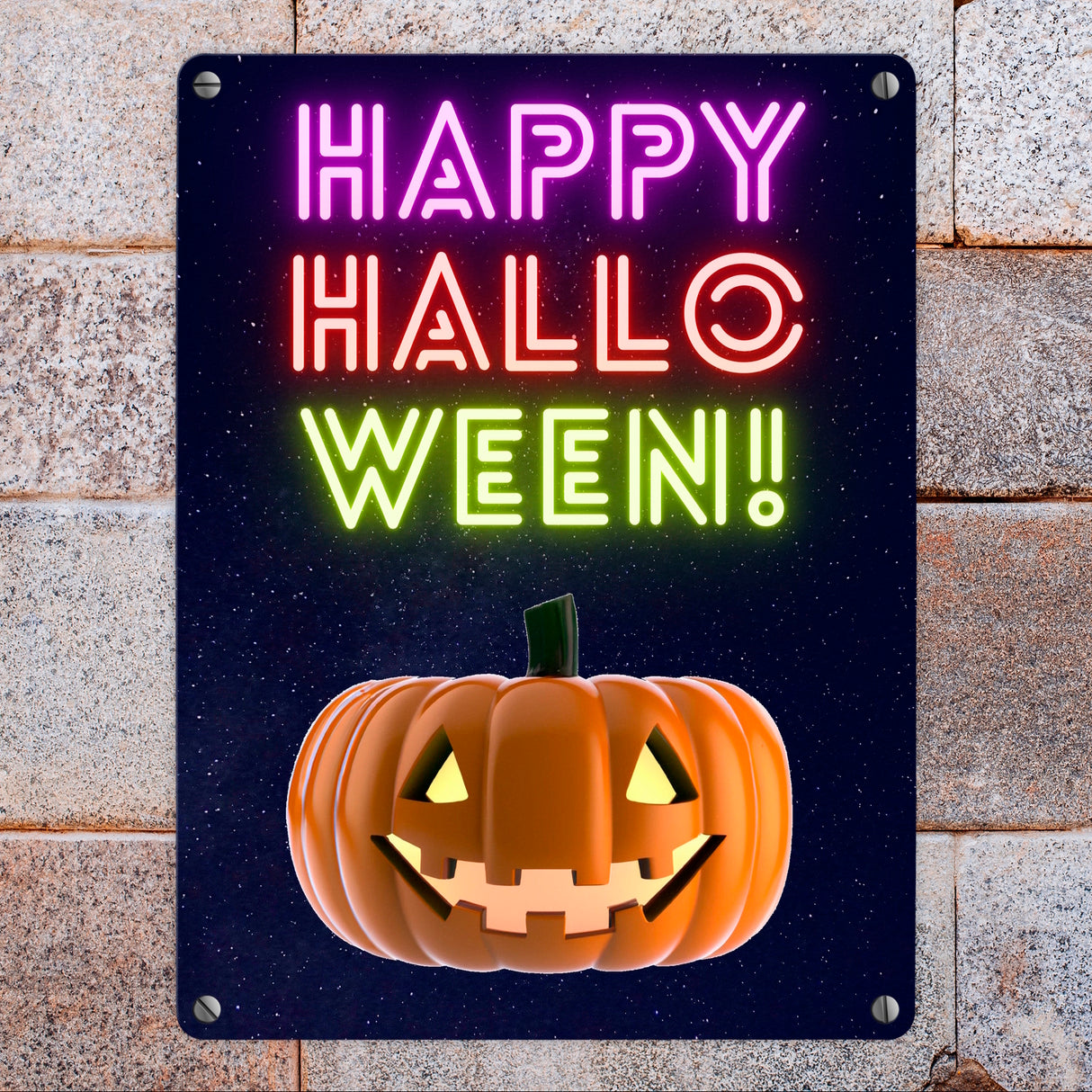 Happy Halloween Kürbis Metallschild in 15x20 cm