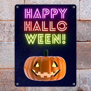 Happy Halloween Kürbis Metallschild in 15x20 cm