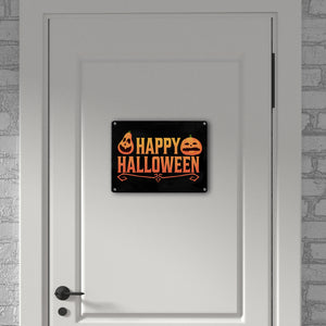 Happy Halloween Metallschild mit lustigen Kürbissen
