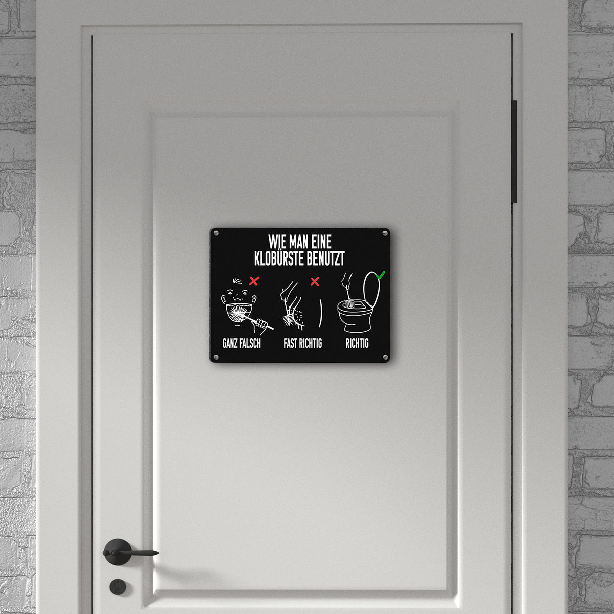 Wie man eine Klobürste benutzt Toiletten Metallschild