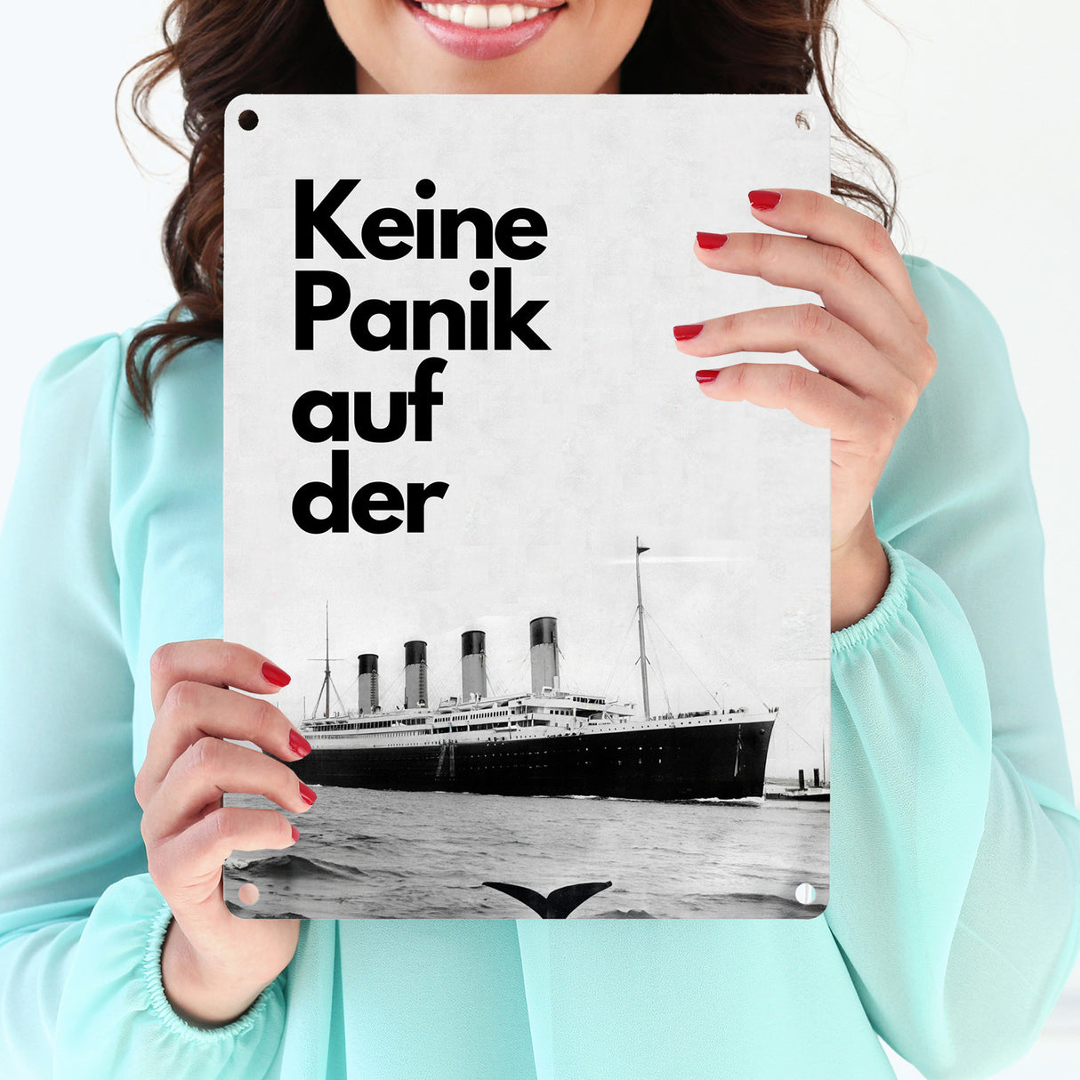 Keine Panik auf der... Metallschild in 15x20 cm mit Titanic-Motiv