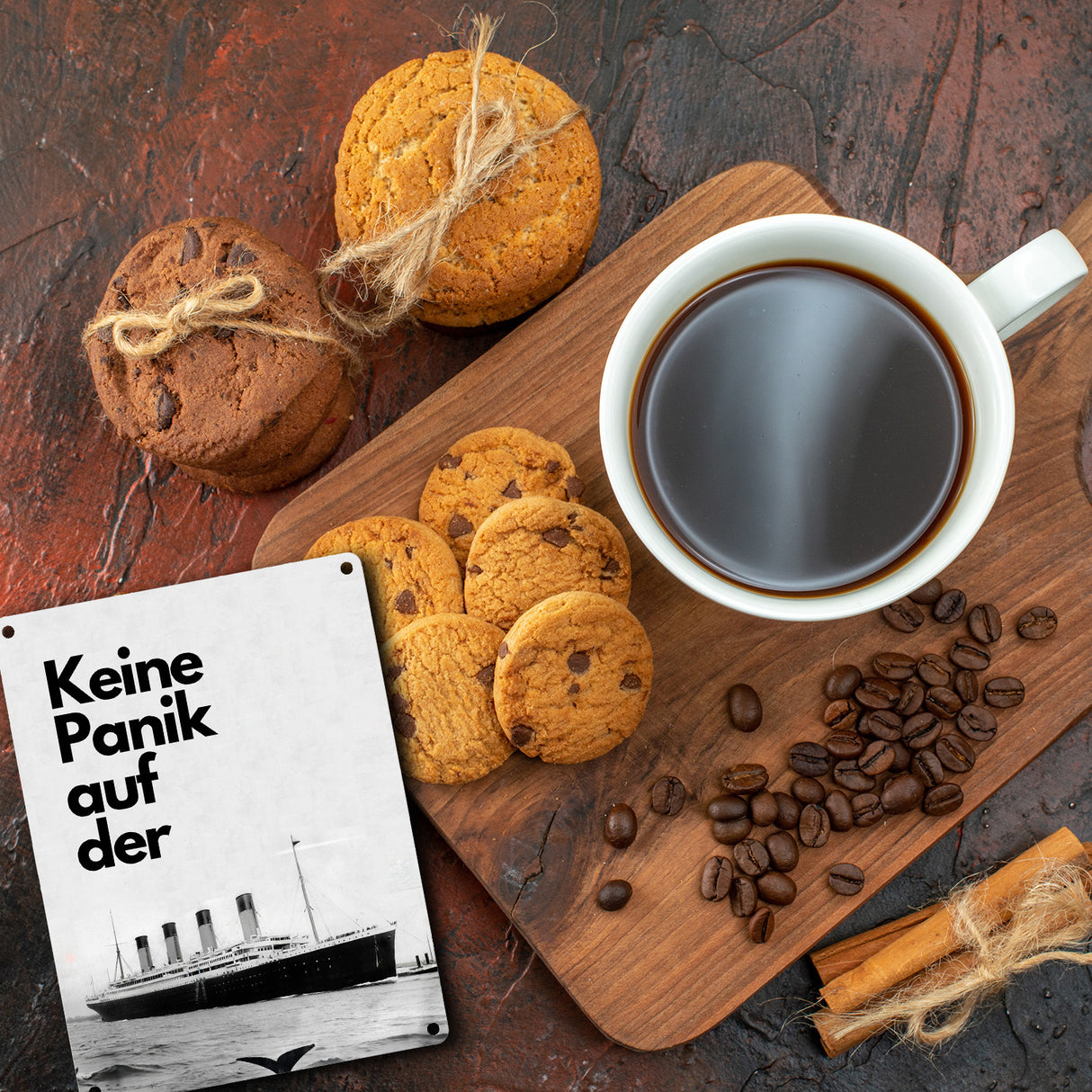 Keine Panik auf der... Metallschild in 15x20 cm mit Titanic-Motiv