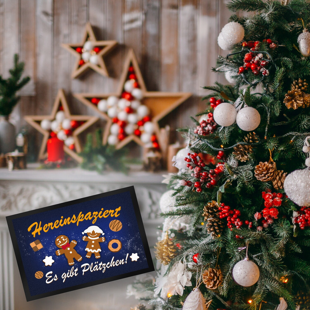Hereinspaziert - es gibt Plätzchen Weihnachten Fußmatte