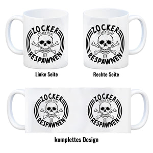 Zocker sterben nicht sie respawnen Totenkopf Kaffeebecher