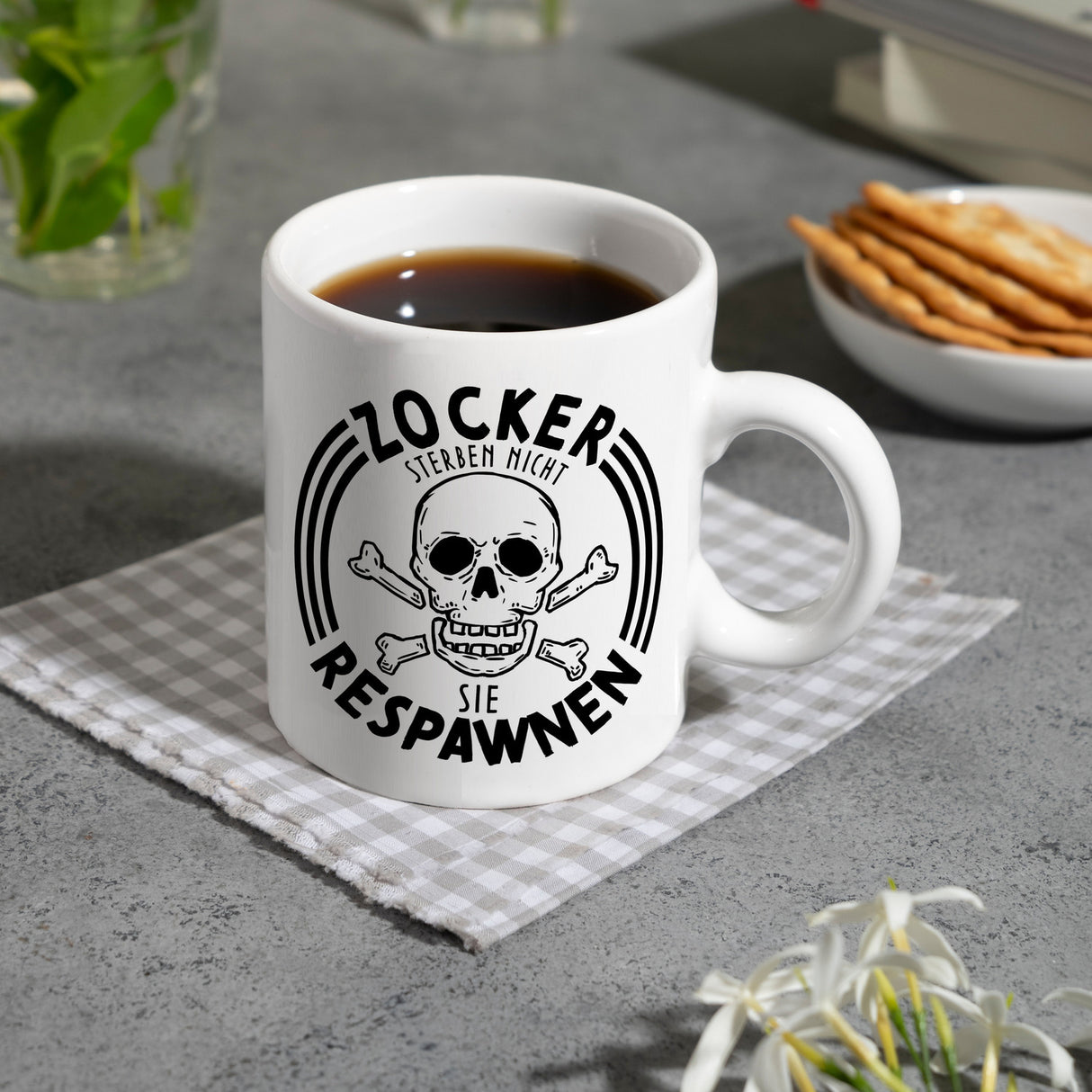 Zocker sterben nicht sie respawnen Totenkopf Kaffeebecher