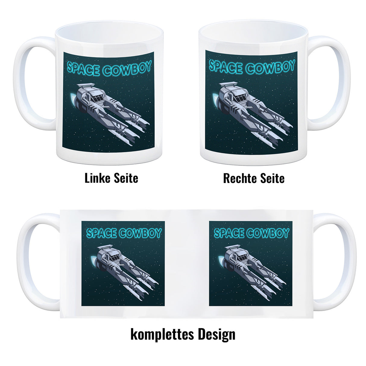 Space Cowboy Raumschiff Kaffeebecher