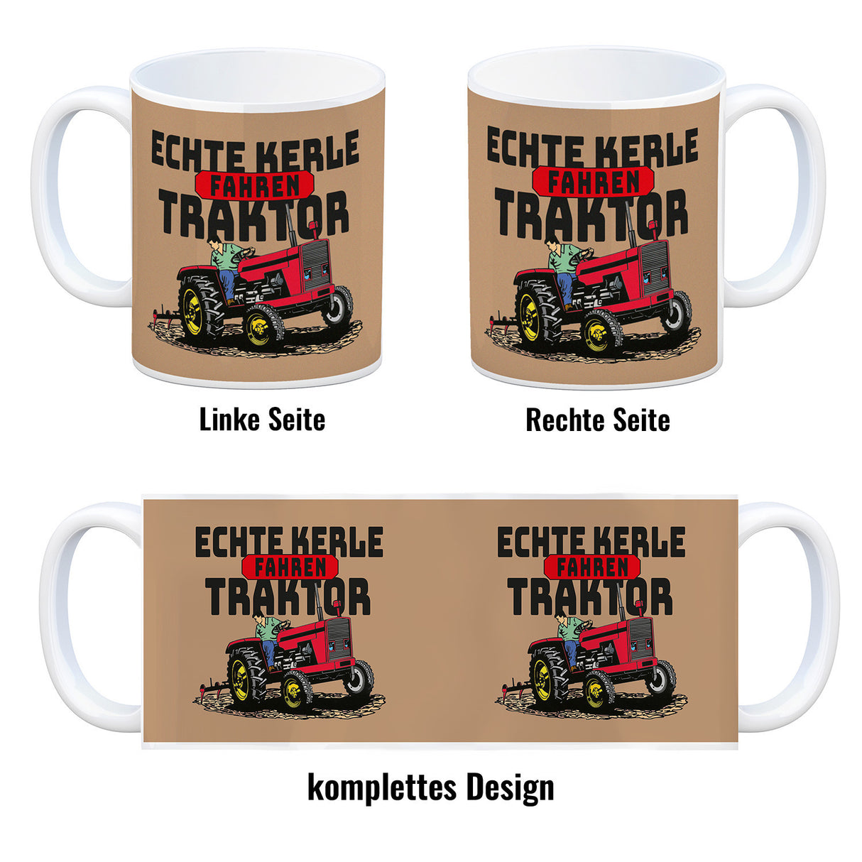 Echte Kerle fahren Traktor Kaffeebecher in braun