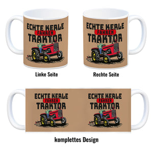 Echte Kerle fahren Traktor Kaffeebecher in braun