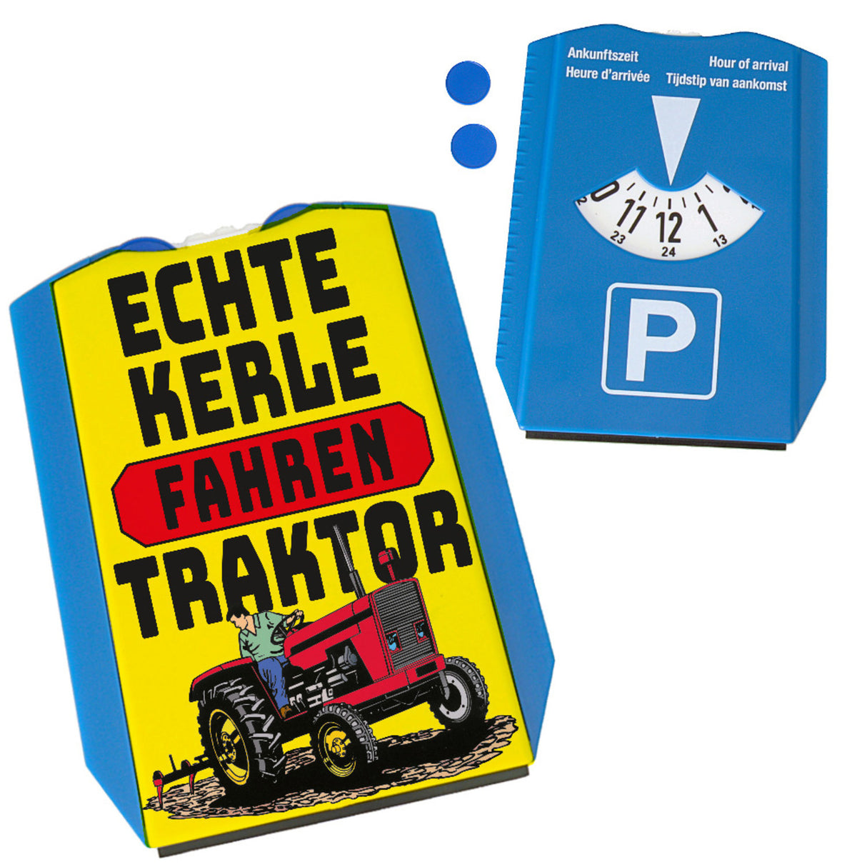Echte Kerle fahren Traktor Parkscheibe in gelb